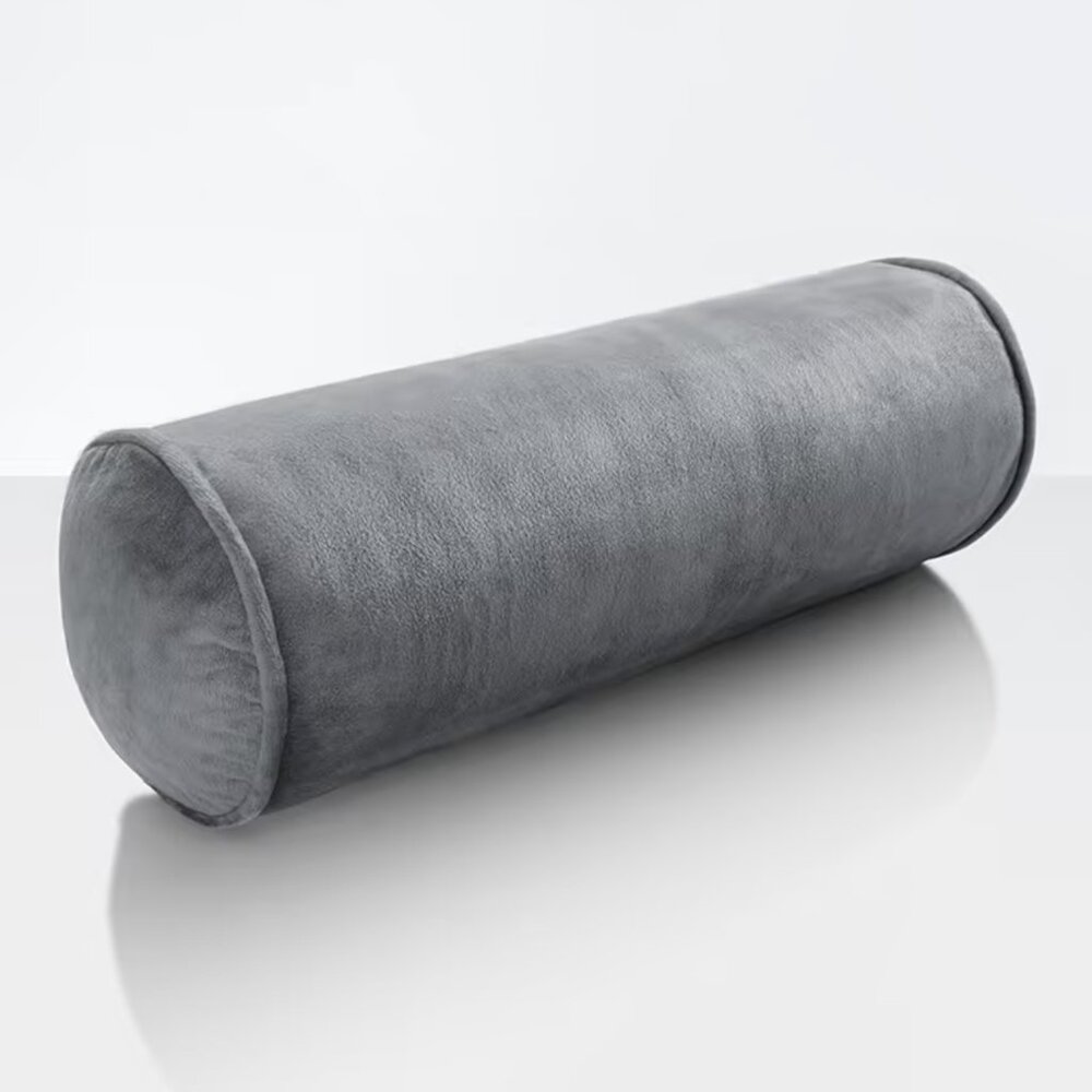 Sleep Number Bolster Pillow in Grey Velvet - Super Soft, Comfy, Support, Bedroom